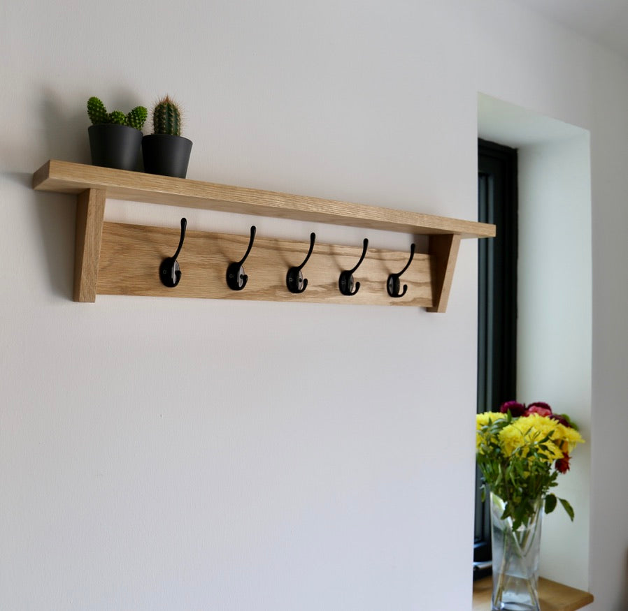 Solid Oak Coat Rack handcrafted in the North East of England, by the Oaky Homes team.