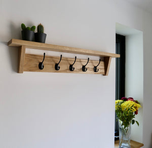 Oak Coat Rack with Shelf – Oaky Homes